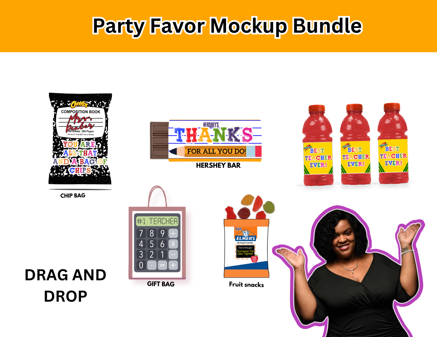 Editable Teacher Digital Party Favor Bundle