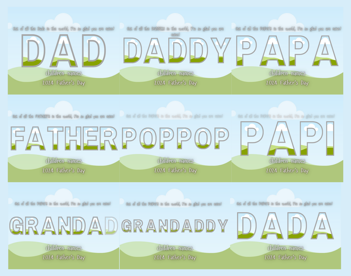 10 Editable Father's Day Digital Bundle