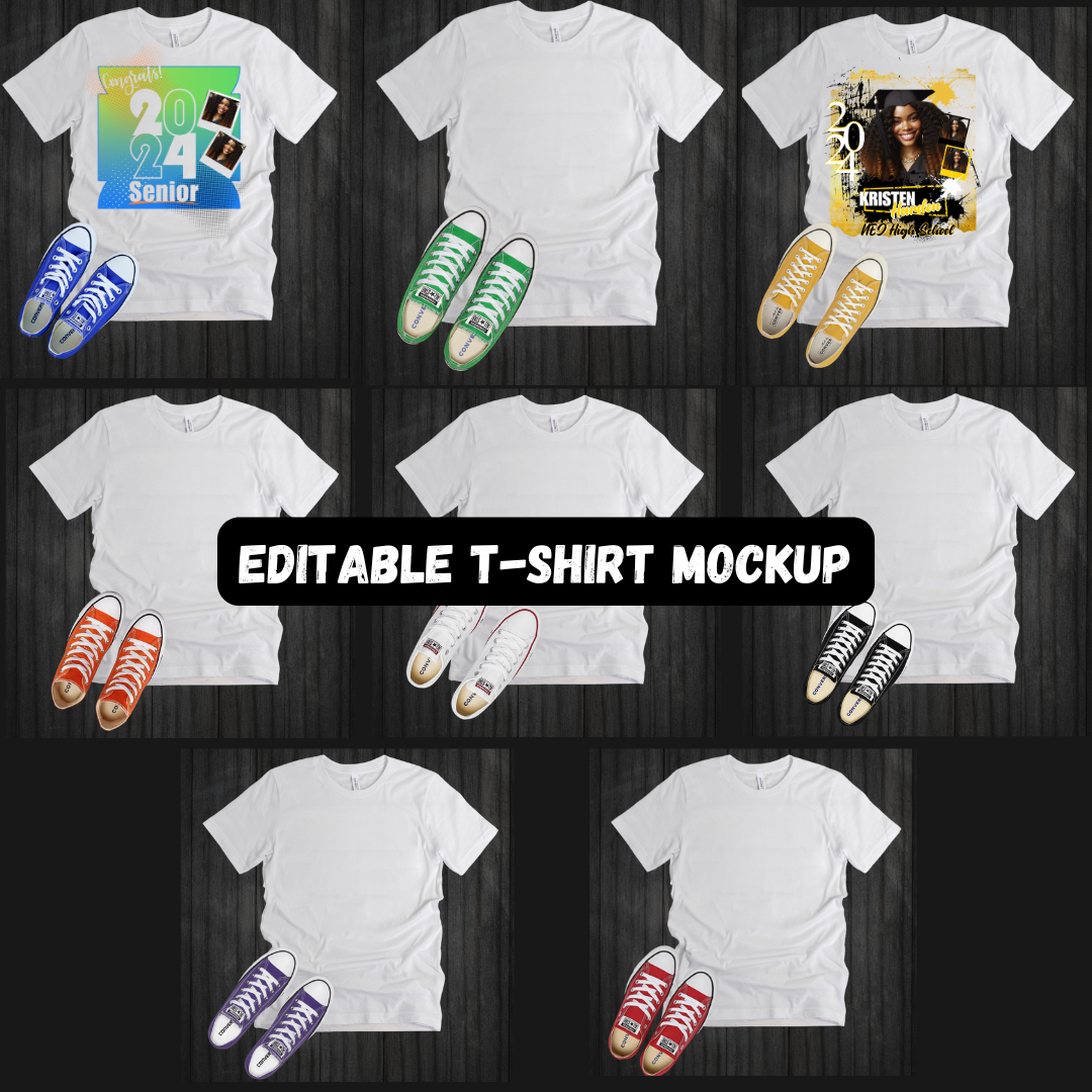 Editable Digital T-shirt Mockup w/Converse shoes