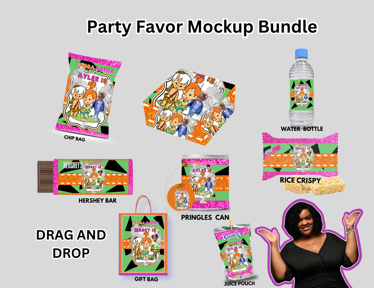 Editable Flintstones Digital Party Bundle